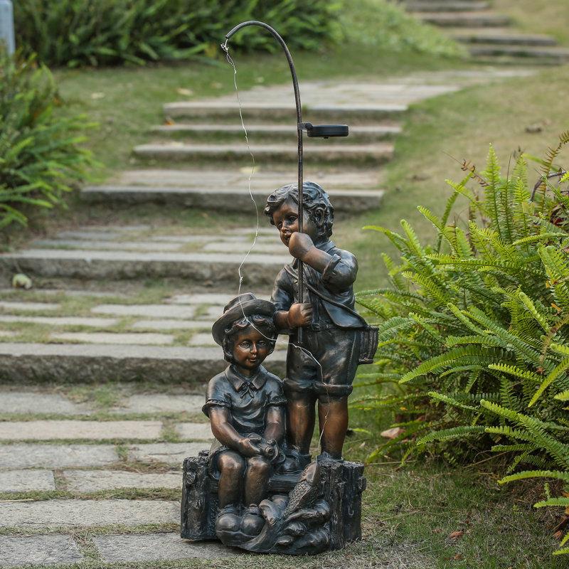 August Grove® Ceylon Children Fishing Statue & Reviews Wayfair
